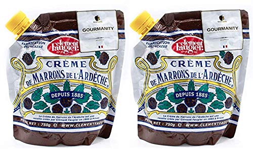 Clement Faugier Chestnut Spread From France 26.4 oz (Pack of 2) Chestnut Jam Pouch | Creme De Marron Chestnut Puree | Chestnut Paste French | Gourmet Chestnut Cream, Kosher | Produced For Gourmanity