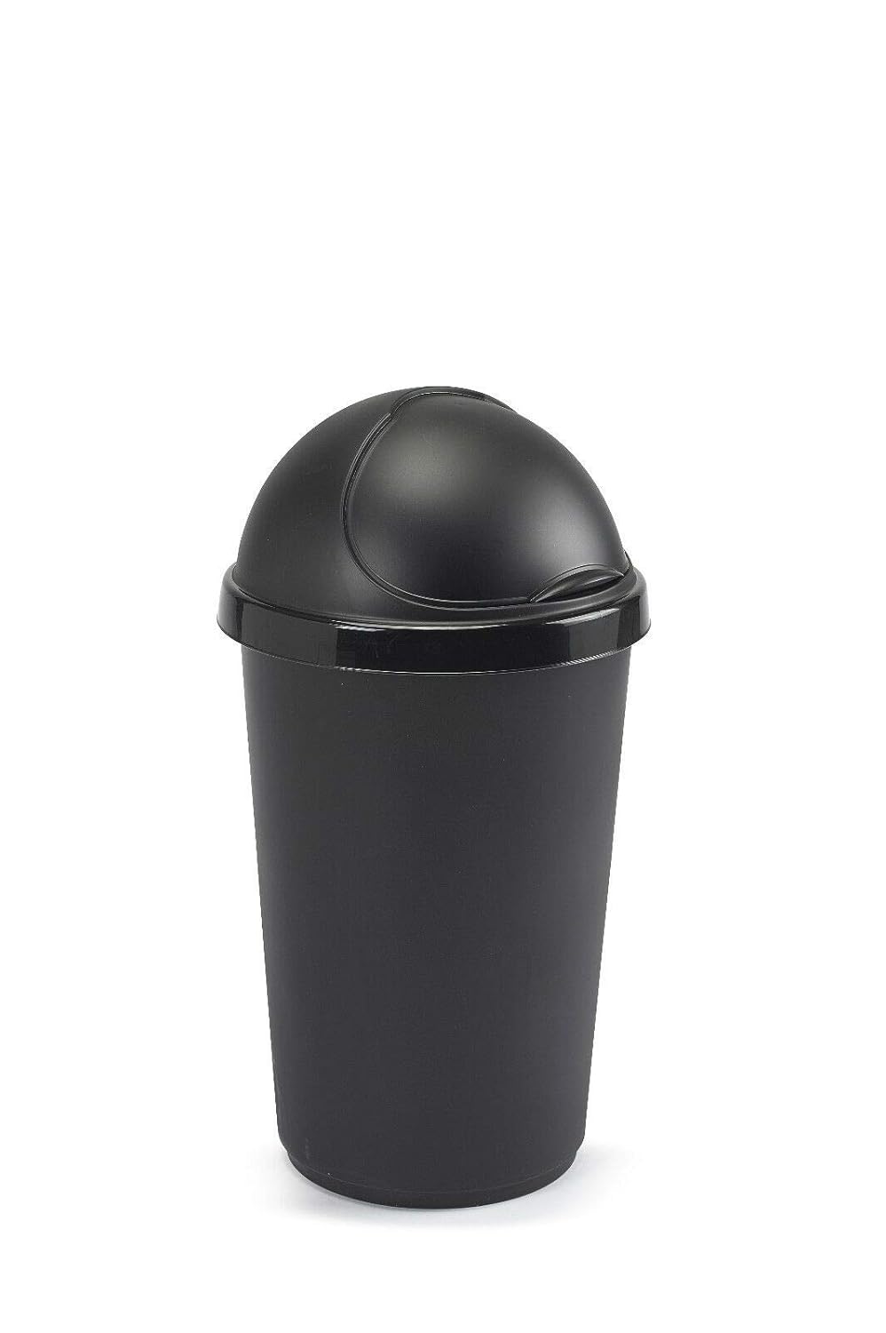 Optimal Products Plastic Bullet Bin 50/30 Litre Rubbish Waste Bins Kitchen Home Office Dustbin Flap Lid Recycling Indoor Storage Bins Trash Can (Black, 30 L Litre)