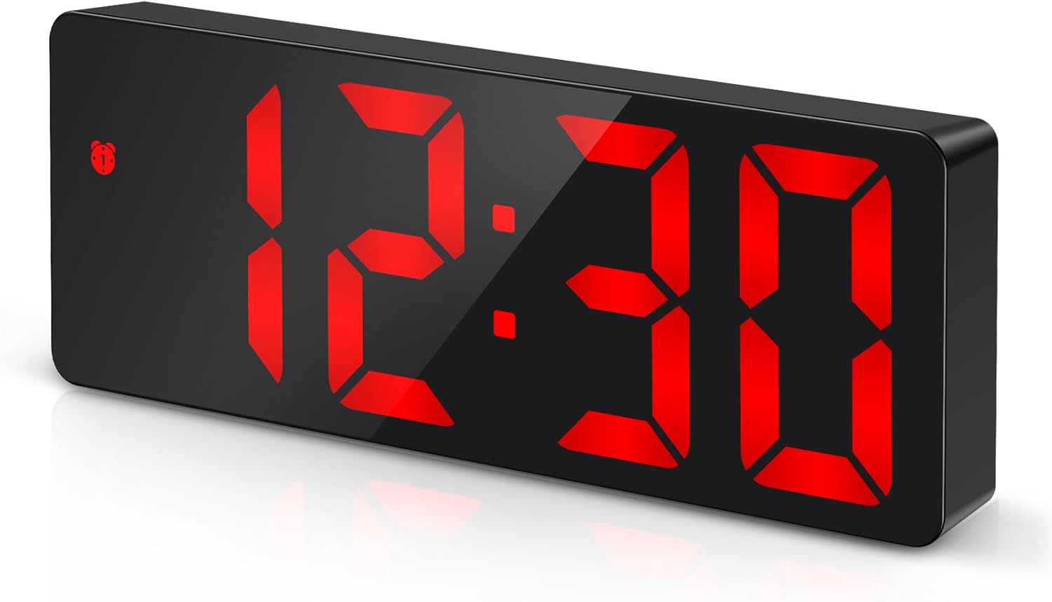 Criacr Digital Alarm Clock, Alarm Clocks Bedside with Large LED Temperature Display, USB/Battery Powered Digital Clock with Snooze, Date, Time, 3 Adjustable Brightness, Voice Control, 12/24Hr (Red)