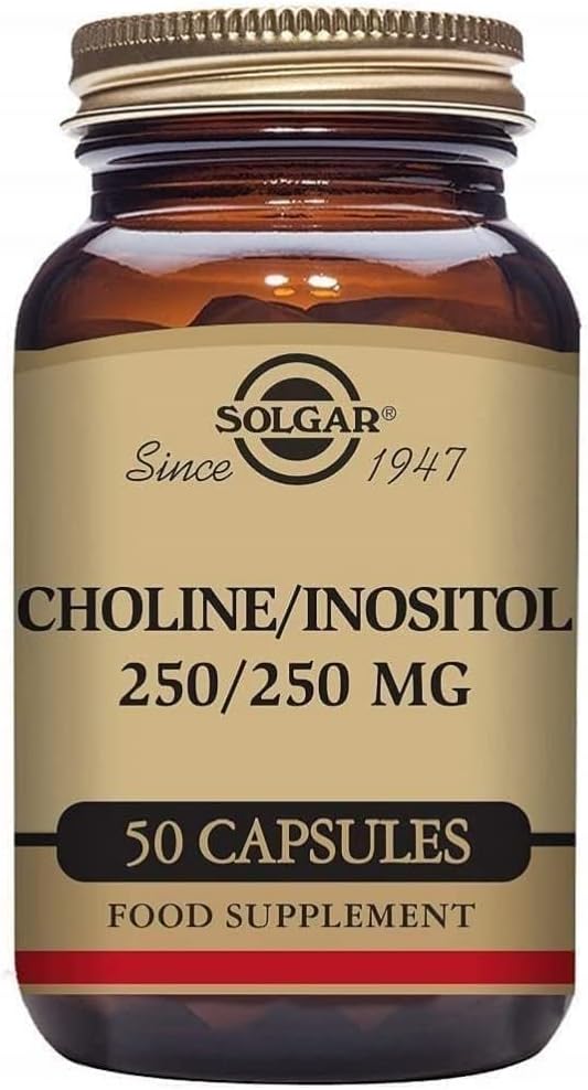 Solgar Choline 250 mg / Inositol 250 mg Vegetable Capsules - Pack of 50 - Supports Metabolising Nutrients - Improves Transport of Fat for a Clear Liver - Vegan and Gluten Free