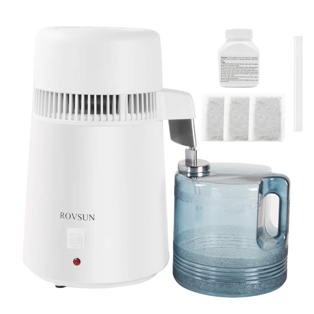Bonnlo【Upgraded】4L Water Distiller Countertop Distilled Water Machine with Flame-retardant Material, BPA-Free Container & Stainless Steel Interior, 750W Distilled Water Maker Purifier (white)