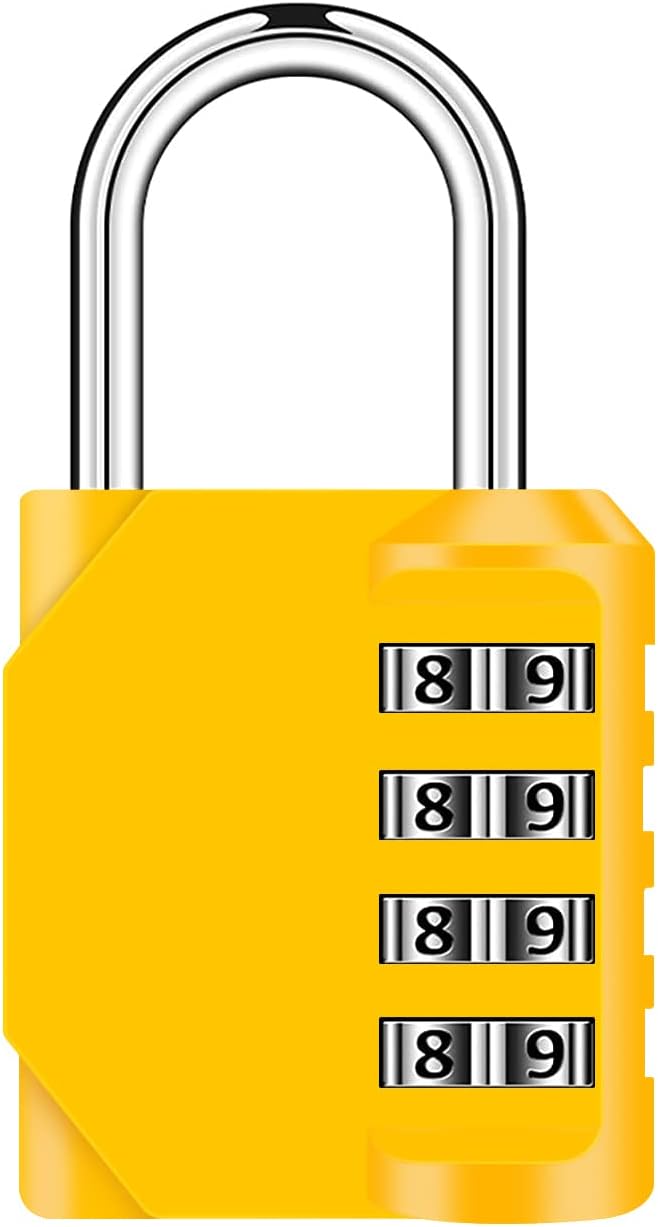 Combination Padlock, TACKOU Padlocks with Code,4 Digit Combination Lock, Heavy Duty Locker Padlocks Weatherproof Padlock Outdoor Combination Lock for School, Gym Locker,Sports Locker,Toolbox,Yellow
