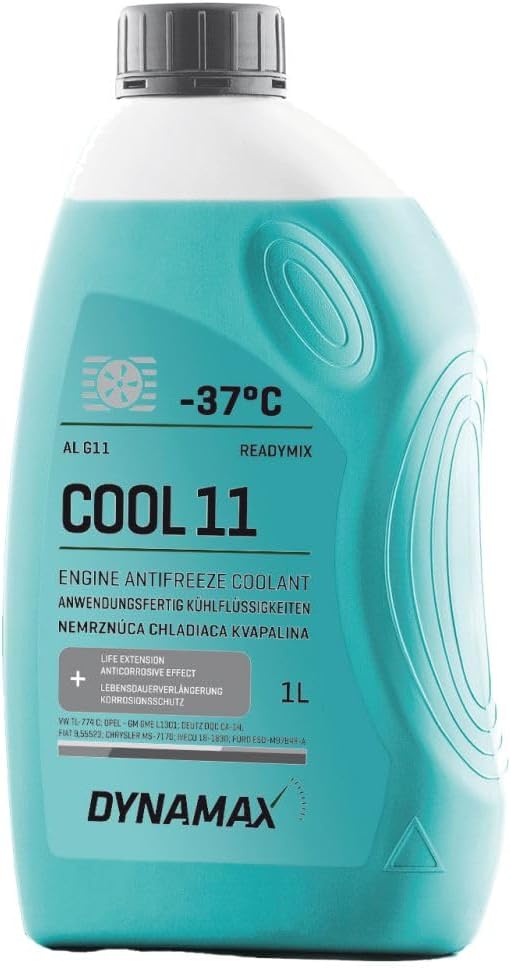 Dynamax Cool G11 Antifreeze Coolant READY MIX -37° 1 Litre, Blue/Green Coolant