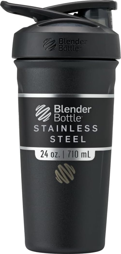 BlenderBottle Sport Flip Stainless Steel Shaker Bottle 24 oz Black