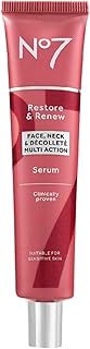 No7 Restore & Renew Multi-Action Face & Neck Serum - Anti Aging Serum for Deep Wrinkle Repair - Collagen Infused Face Serum with a Hydrating Blend of Hibiscus Peptides & Hyaluronic Acid (2.5 Fl Oz)