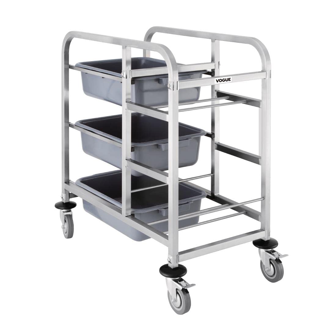 Vogue Stainless Steel Bussing Trolley - Storage Utility Cart Ideal for Catering, Hospitality, DK738