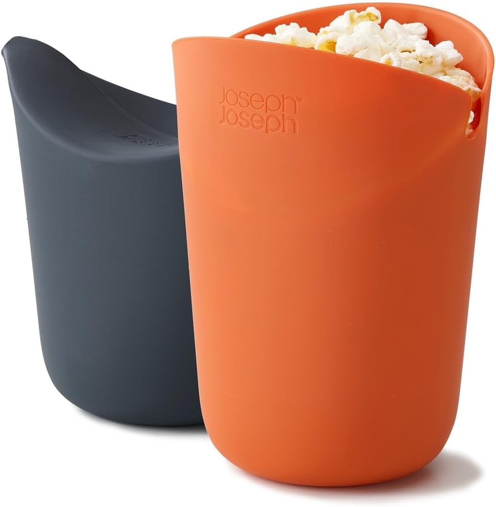 Joseph Joseph M-Cuisine Single-Serve Popcorn Maker set of 2, Size Approx. 30 g (1oz) - Orange/Grey, 16