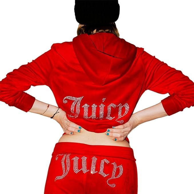 Femmeluxe Velour Cuffed Leg Tracksuit with Studded Print, Zipped Jacket and Legging