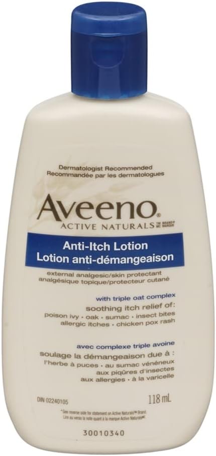 Aveeno Anti-Itch Concentrated Lotion with Calamine and Oat, Skin Protectant for Fast-Acting Itch Relief from Poison Ivy, Insect Bites, Chick Pox, and Allergic Itches, 4 fl. oz