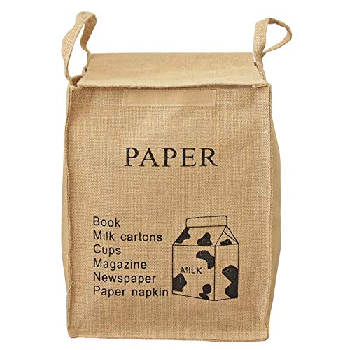 YANGMEI Jute Weave Recycling Bag Waste Bin Bags Basket for Home Kitchen Office - Natural Style Recycle Garbage Trash Sorting Bins Organizer Baskets Recycling Container