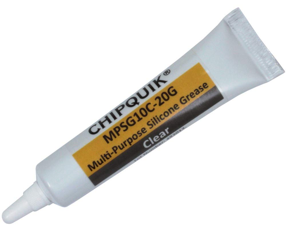 Chip Quik MPSG10C-20G Multi-Purpose Silicone Grease (Clear) 20g (0.7oz) Squeeze Tube for Precision Dispensing