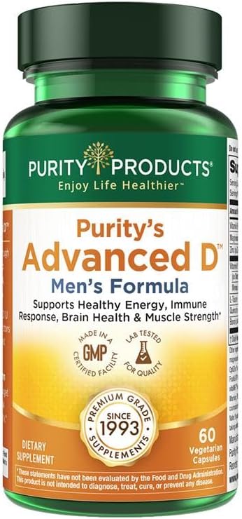 Purity Products Dr. Cannell's Advanced Vitamin D Men's Formula Packed with Vitamin D, Vitamin K2, Zinc, Magnesium Citrate, Boron and Taurine - 60 Vegetarian Capsules