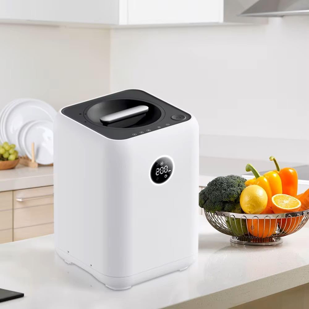 Quick.Simple.Easy SEQ Kitchen Food Waste Composting Machine, Automatic Kitchen Food Waste Garbage Disposer 3L, Digital Display, Odorless and Fast Upto 90% Reduction