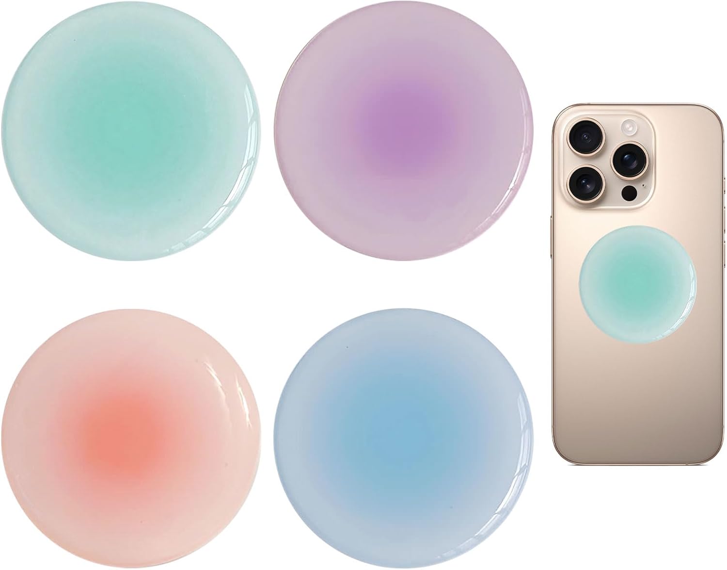 4 Pcs Phone Grip,Multi-Functional Phone Grip,Sockets for Phones,Solid Color Gradient Design Cell Holder,For Kindle and More Smartphone And Tablets Accessories