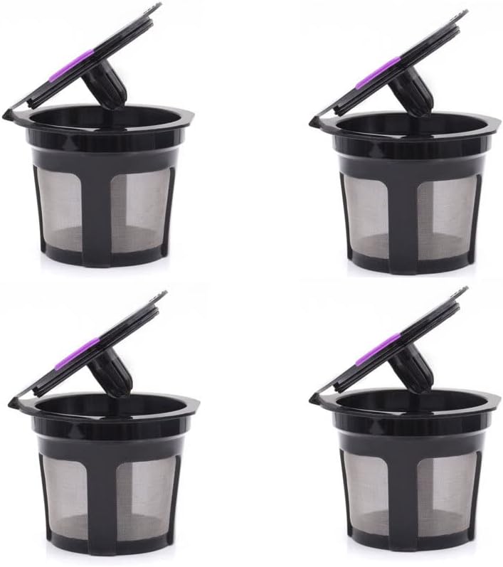 zalati Reusable K Cups 4pcs Coffee Filters Food Grade for Universal Compatible with Keurig 2.0 & 1.0 Brewers