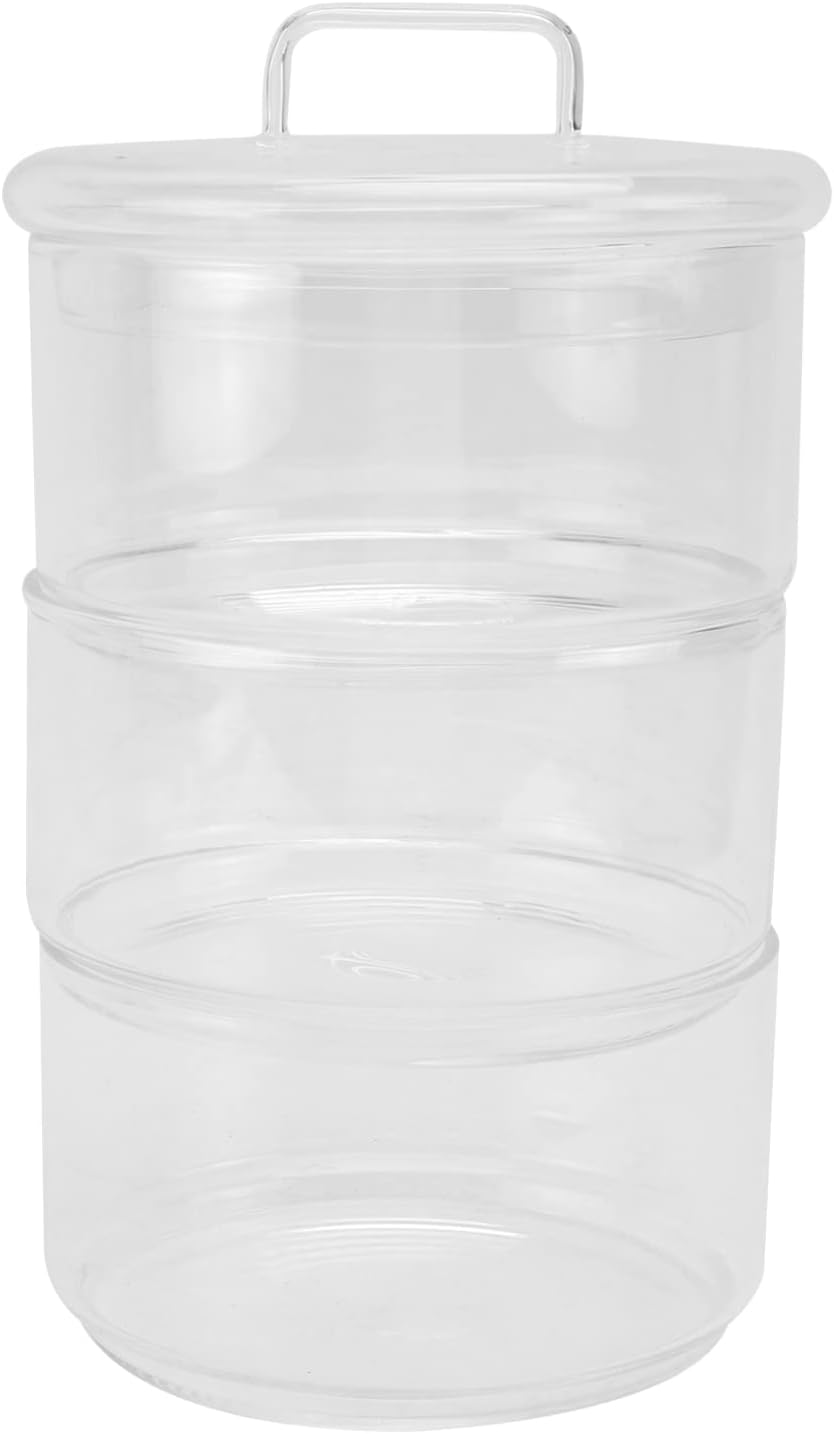 Cabilock 1set Multi-layer Glass Storage Jars Stackable Airtight Food Storage Holders Transparent Design for Easy Viewing for Organizing Pantry Staples Includes Jars Lid