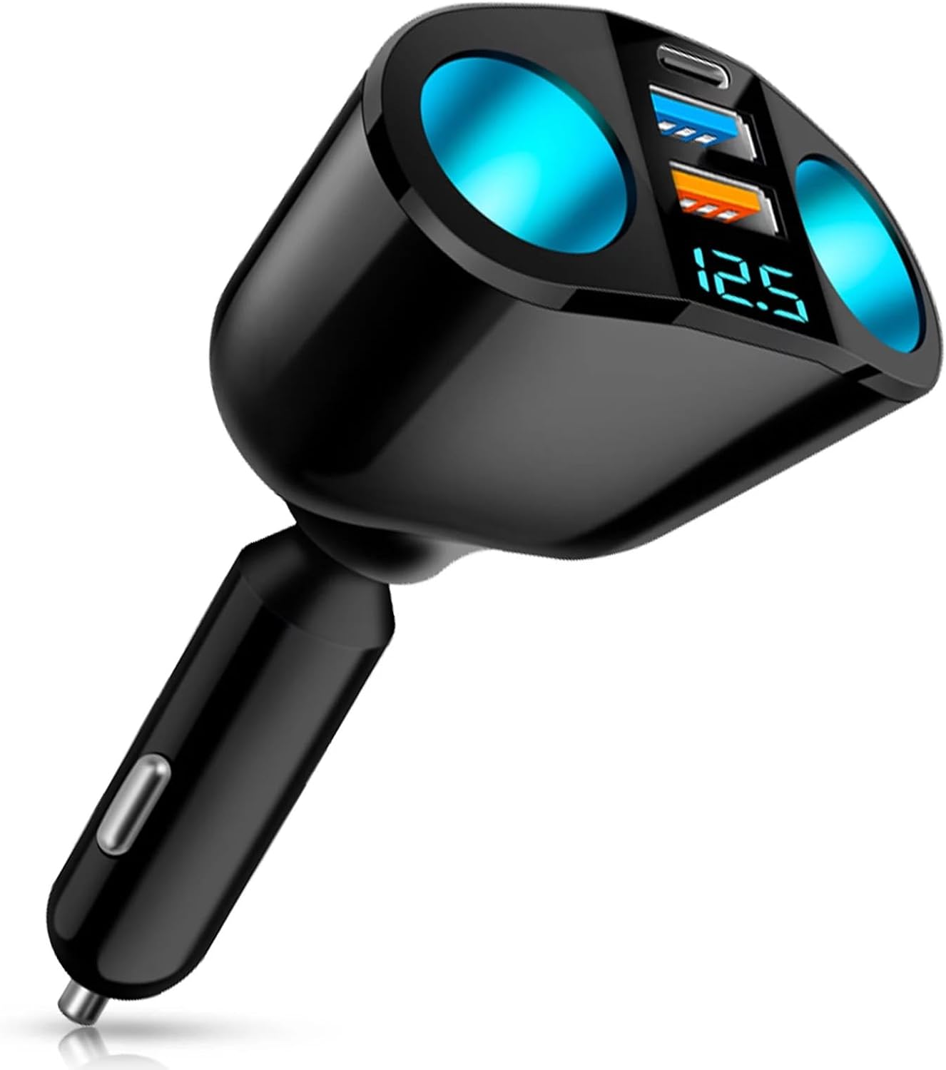 Car Charger Cigarette Lighter Adapter, QC3.0 & PD Cigarette Lighter USB Socket Splitter with LED Voltmeter, 12V/24V Car USB Charger Splitter Fast Charging for Phones GPS Vehicle Devices