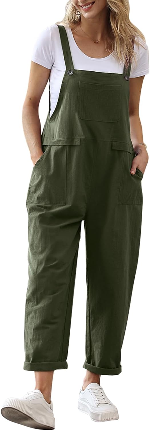 YESNO Women's Dungarees Loose Casual Sleeveless Overall Long Jumpsuit Playsuit Dungarees PV9UK