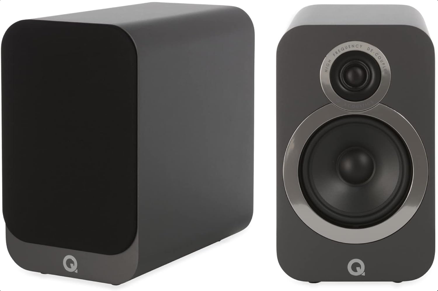 Q ACOUSTICS 3020i Bookshelf Speakers Pair Graphite Grey - Featuring 2-way Reflex Enclosure Type, 125mm (5") Bass Driver, and 22mm (0.9") Tweeter - Stereo Speakers Hifi/Passive Speakers