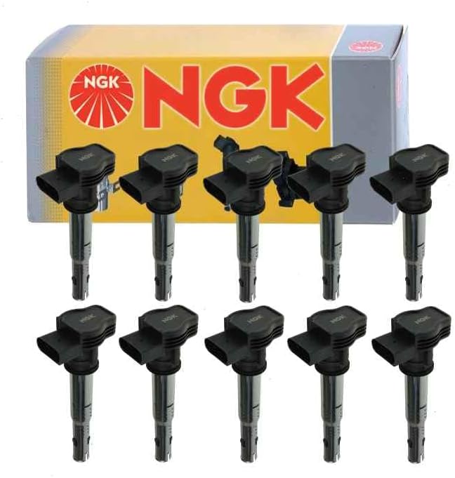 10 pc NGK Ignition Coils compatible with Audi R8 5.2L V10 2012
