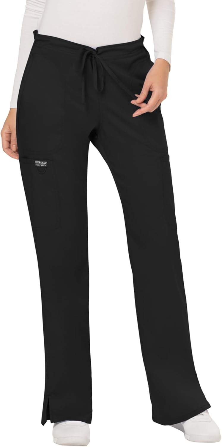 Cherokee Scrubs for Women Mid Rise Moderate Flare Drawstring Pant with 5 Pockets, Ultra Soft & Breathable Fabric - WW120