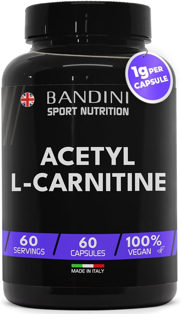 Bandini® Acetyl L-CARNITINE 1000mg per Serving | 60 Vegan Capsules (2 Months Supply) | High Strength ALCAR | L Carnitine Tartrate Natural Energiser | Improves Sports Performance & Metabolism | Non-GMO