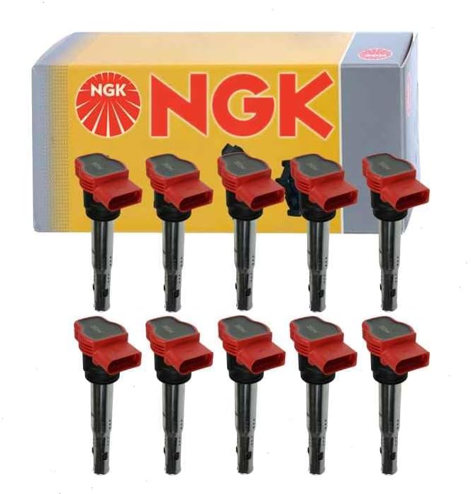 10 pc NGK Ignition Coils compatible with Audi R8 5.2L V10 2010-2015