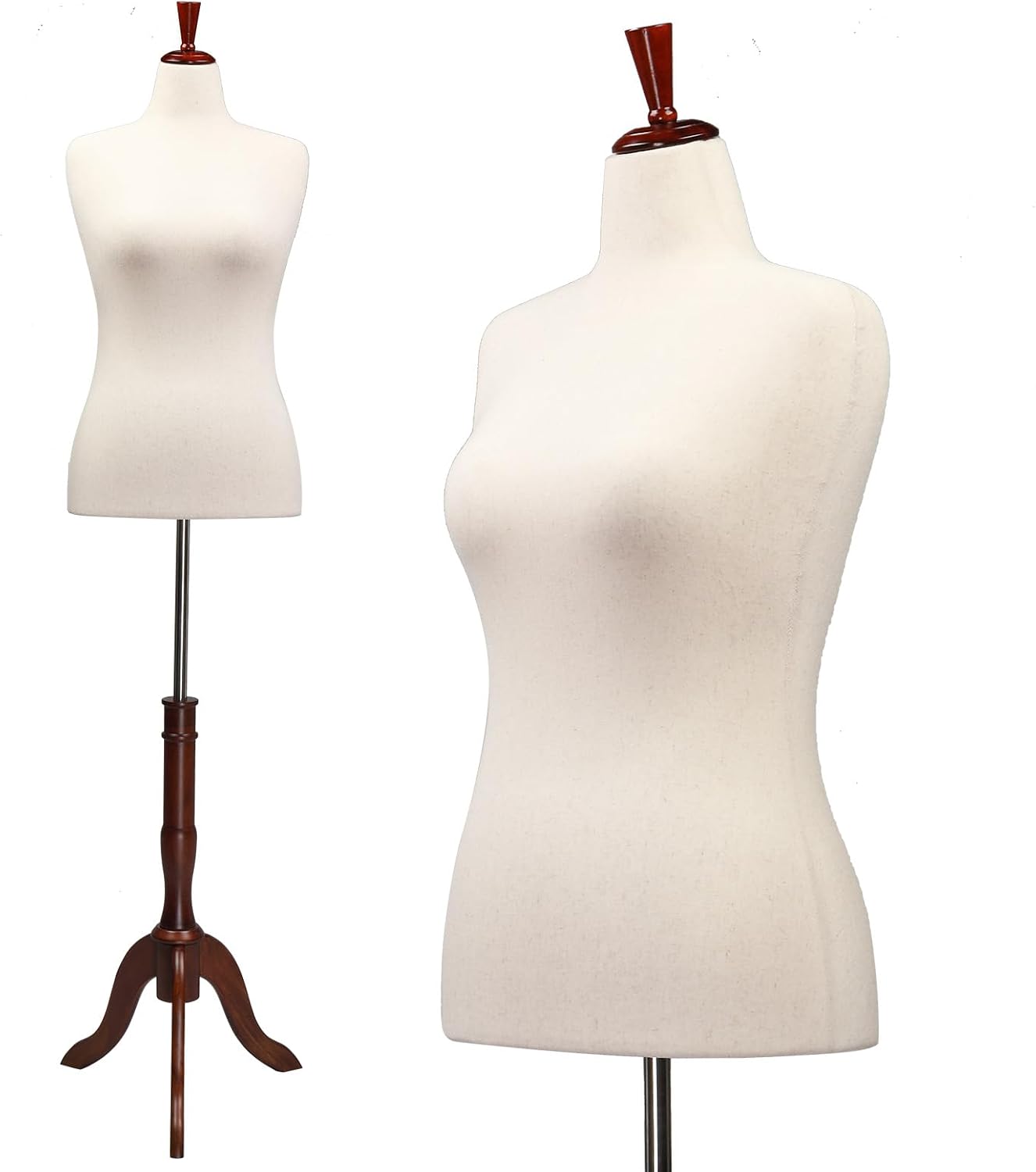 Bonnlo Female Dress Form Size 10-12, Adjustable Height Torso Body with Upgraded Tripod Stand, Medium Size Mannequin for Sewing and Display (10-12, Cream1)