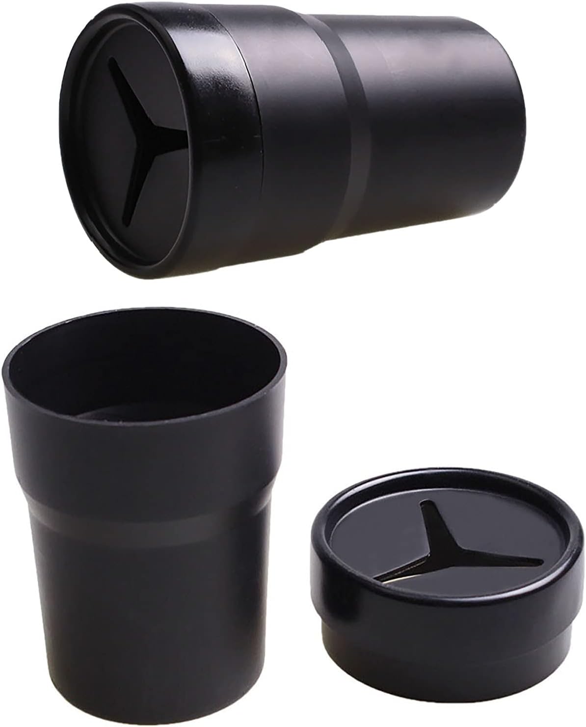 BANCHELLE Car Change Holder with Lid Automotive Plastic Garbage Cans 250 mL (0.06 Gallon) Portable for Keys Change Pen, 2 PCS
