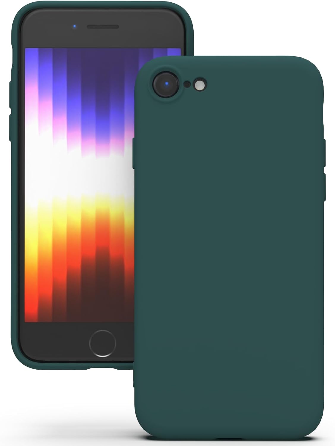 YATWIN Silicone Case for iPhone SE 2020/2022, iPhone 8/7, Soft-Touch, Shockproof, DustProof, Antiskid Apple Phone Cover for iPhone SE 2nd 3rd Generation - Dark Green