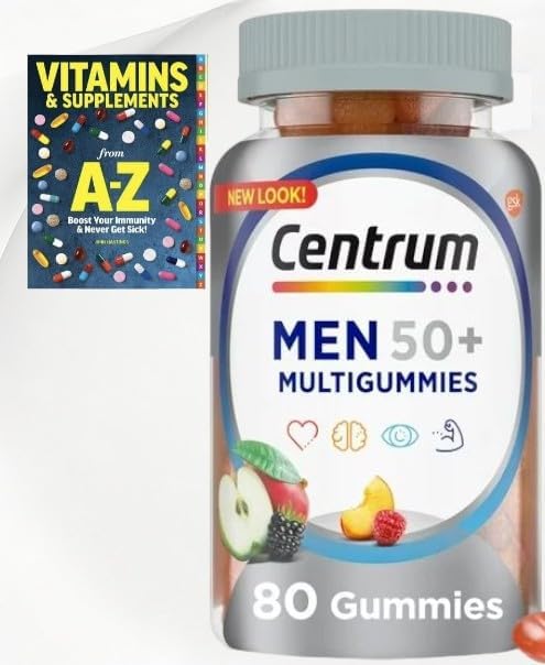 Centrum Multigummies 50 Plus, Multivitamin Supplement Gummies, Assorted Fruit,with Vitamin D3, B Vitamins + Includes Better Guide Vitamins SUPLLEMENTS Exclusive