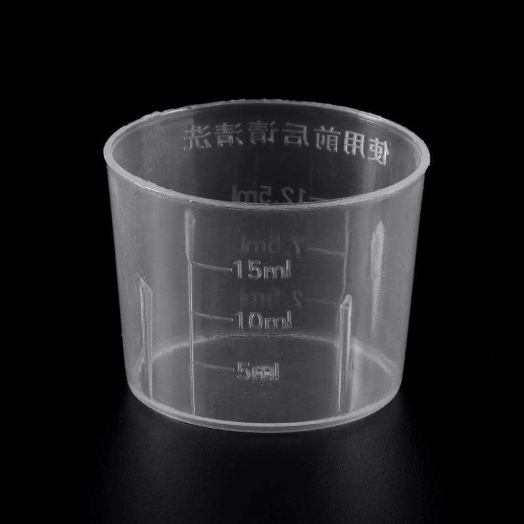 10Pieces 15Ml Clear Plastic Measuring Cup Graduated Measure Beaker Measuring Medicine Cups for Lab Experimental Supplies Transparent