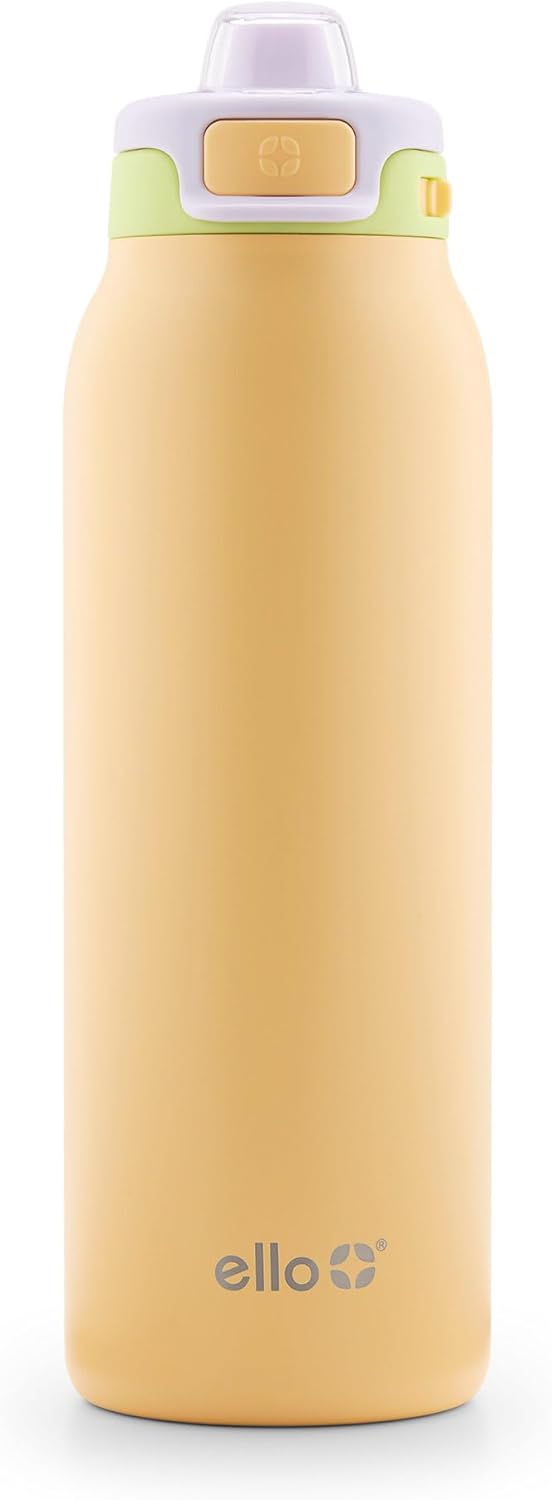 Ello Pop & Fill Stainless Steel Water Bottle with Quick Fill Technology, Double Walled Vacuum Insulated Metal, Leak Proof Locking Lid, Sip & Chug, BPA Free, Holiday Gift for Him Her, 22oz, 32oz, 40oz
