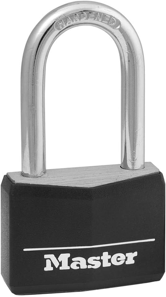 MASTER LOCK 141DLF Padlock, Covered Aluminum Lock, 1-9/16 in. W, Black
