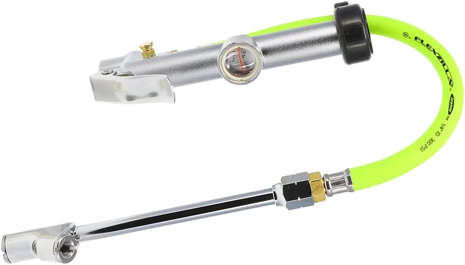 Flexzilla Dual Foot Tire Inflator with 12" Hose Glass Sight Gauge (10 to 120 psi)