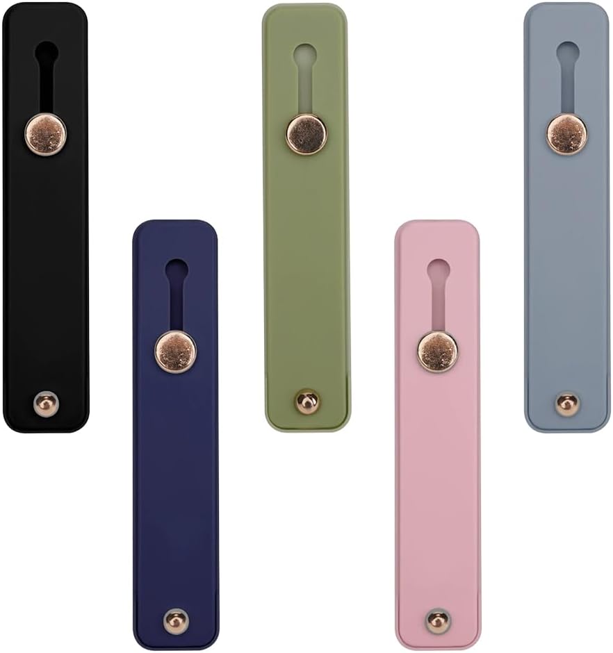 5PCS Silicone Phone Grip,Enhanced Finger Strap Stand & Telescopic Mobile Holder for All Smartphones (5 Colors)