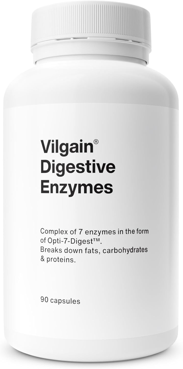 Vilgain Digestive enzymes - 7 enzymes from Plant Sources, Support The Digestion of Lactose, Protein and carbohydrates, Improves Nutrient utilisation