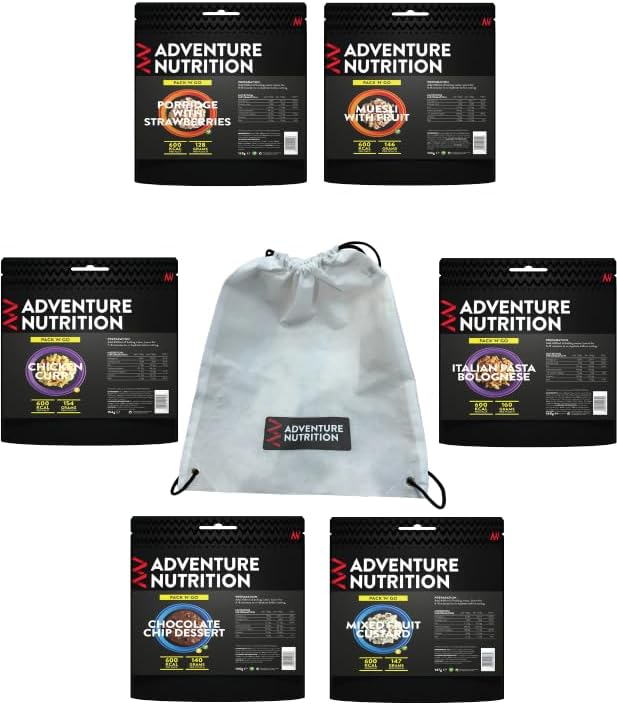 Adventure Nutrition Freeze Dried Meal Pack: Breakfast, Main Meal, and Pudding - Ready to Eat Camping Food with Self Heating MRE for Emergency, Survival, and Hiking