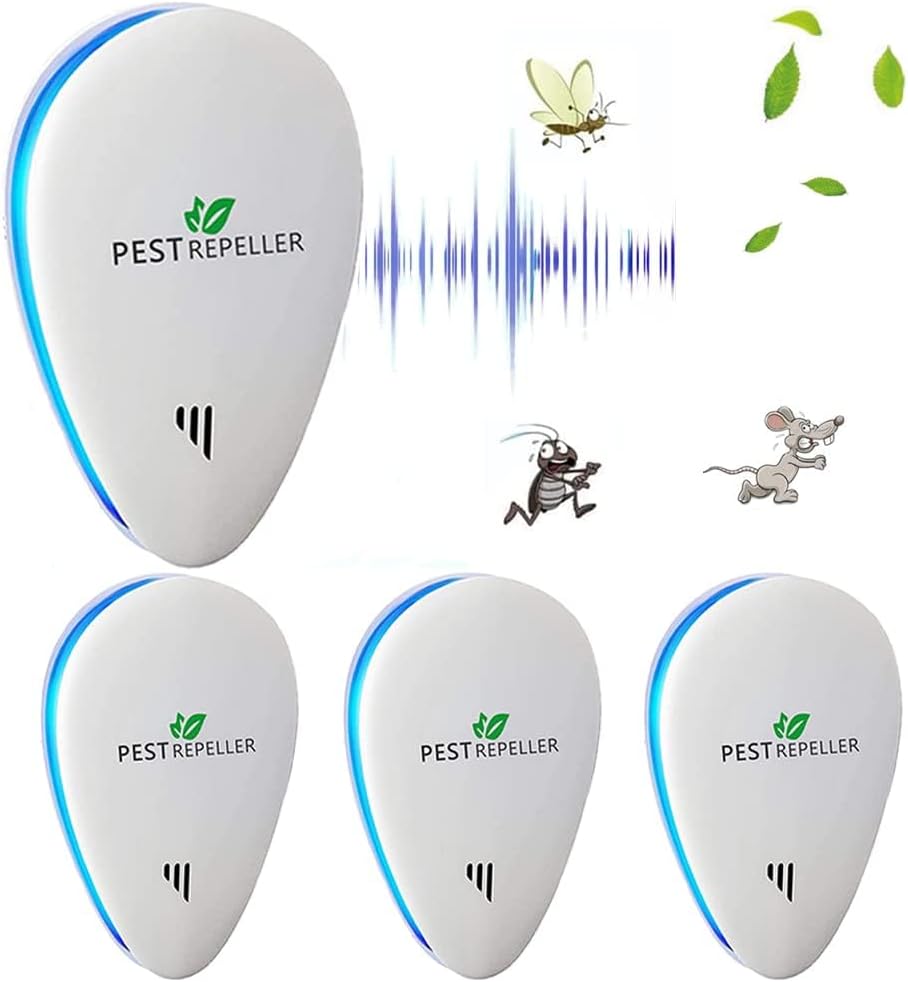 2025 Upgraded Ultrasonic Pest Repeller 4 Packs,Electronic Indoor Ultrasonic Repellent for Roach, Rodent,Bugs, Mosquito,Spider, Ant,Electronic Plug in Pest Control