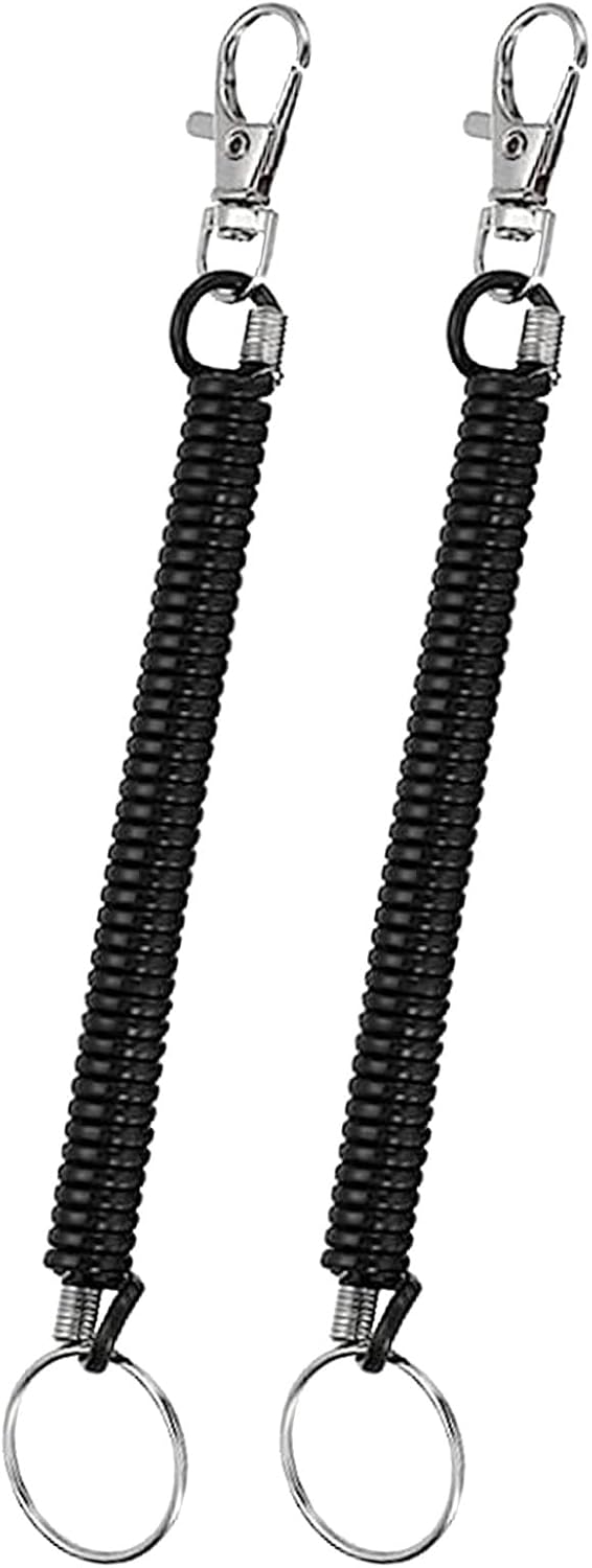 ZZLBZN Stretchy Spiral Keyring, 2Pcs Spiral Keychain Stretchy Keyring with Clip, Safety Spring Key Holder with Carabiner Clip for Keys Wallet Phone Backpack Fishing Tool