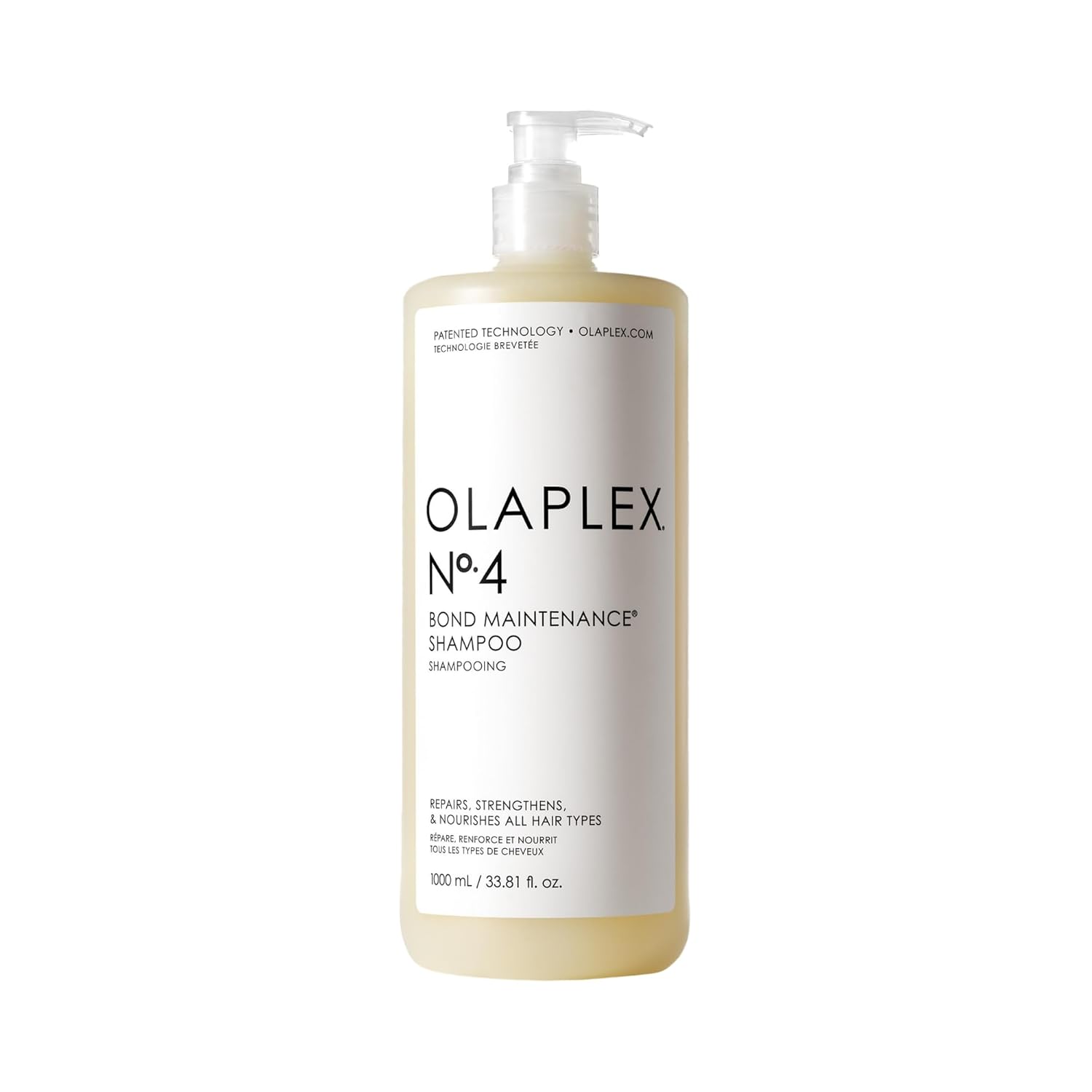 Olaplex No. 4 Bond Maintenance Shampoo, Repairs, Strengthens, & Nourishes All Hair Types, Adds Shine & Leaves Hair Feeling Soft, 33.8 fl oz