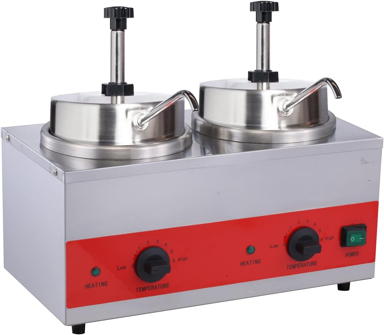 Electric Nacho Cheese Dispenser with Pump Cheese Machine Dual Heads Sauce Warmer 7.5qt Capacity with Insert Pot (Dual Pump)