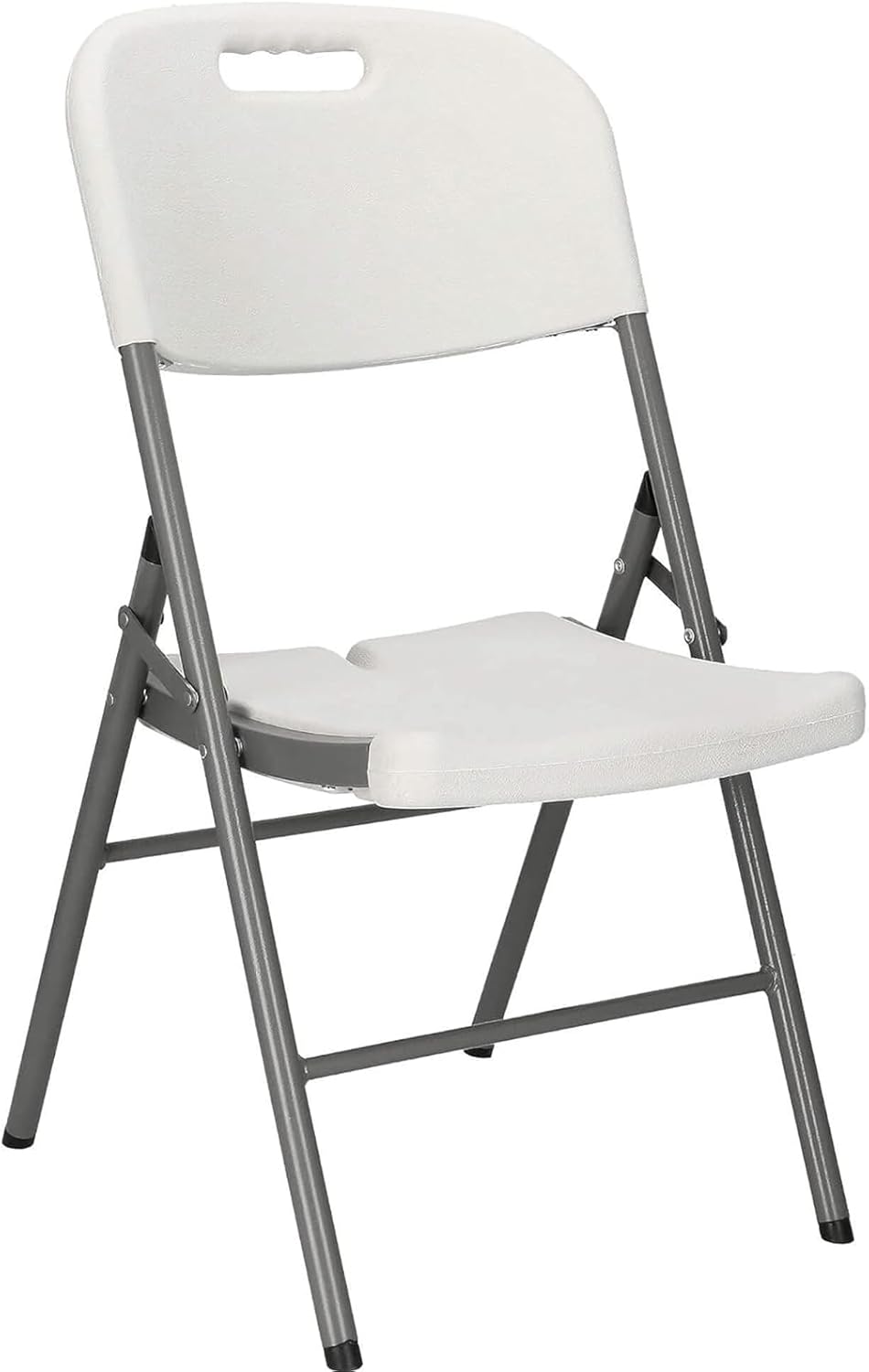 WY8 Heavy Duty White Folding Chair, Compact Foldable Design with Ergonomic HDPE Seat & Sturdy Powder-Coated Steel Frame, Indoor/Outdoor Use, 47x61x86cm Lightweight & Durable for Events, Dining,Camping