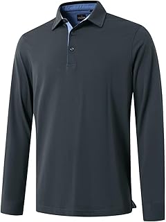 Men's Polo Shirts Long Sleeve Mercerized Cotton Blend Business Casual Stylish Collared Shirts