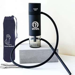 Portable Hookah for Travel, Hookah set with Everything, Hookah Pipe Single Shisha Kit, To Go Hookah Cup Mini Hookah perfect for travel, Easy Assemble & Storage Hookah Set with Portable Bag