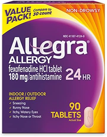Allegra Adult 24 Hour Allergy Tablets, 180Mg, 90 Tablets 6lhSw
