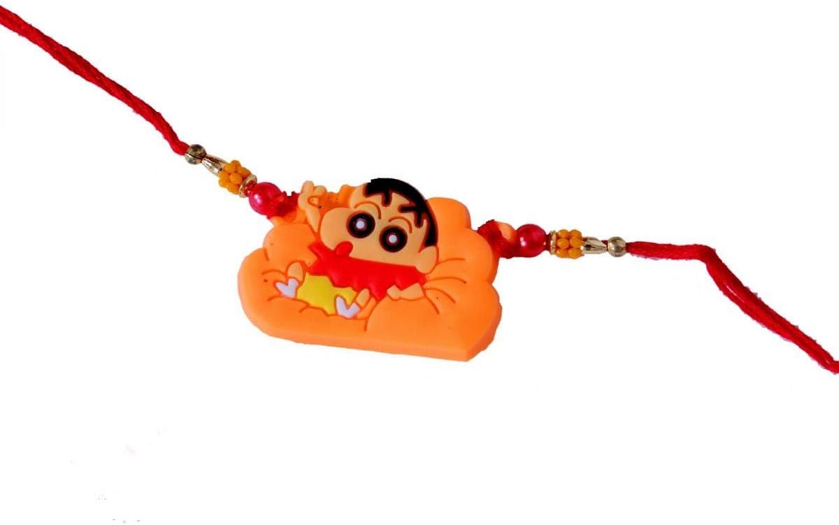SUNINOW Fancy Shinchin Beads Kids Rakhi with Roli Chawal