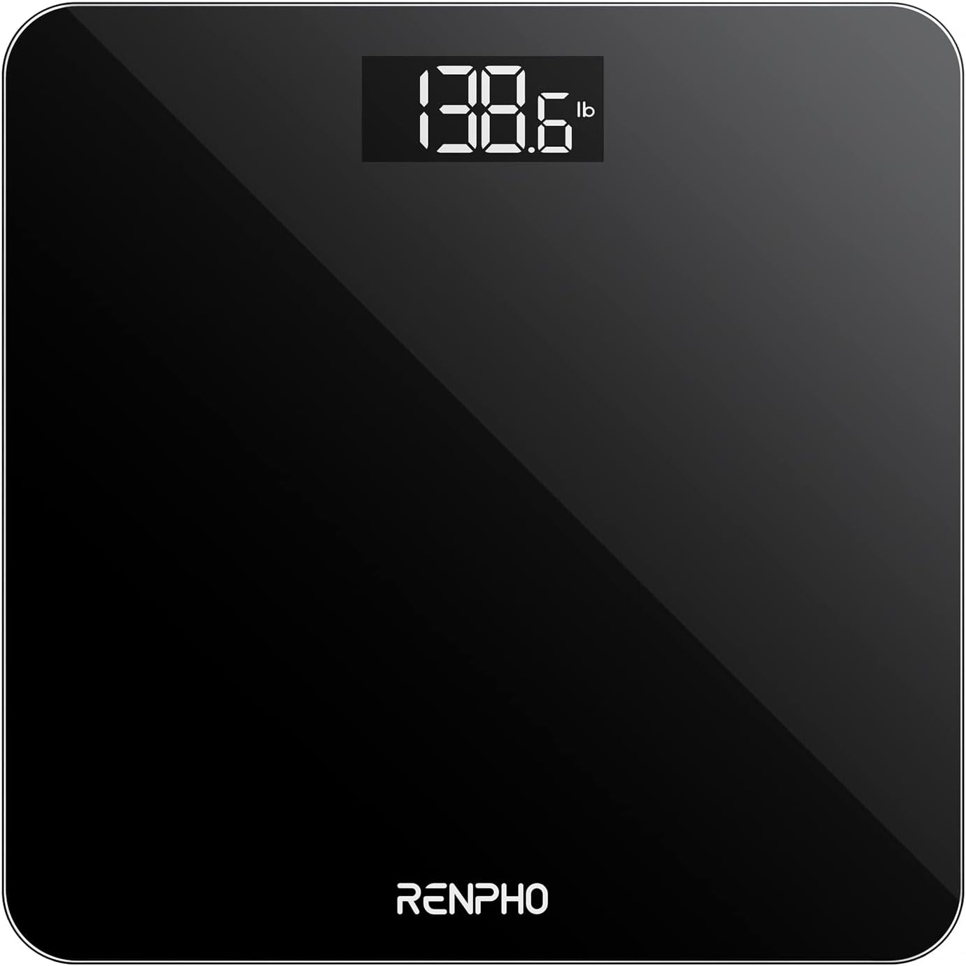 RENPHO Weighing Scales for Body Weight, Bathroom Scales with High Precision Sensors, Accurate Digital Weight Scale for People, LED Display, Step-On, Black, Core 1S (Stone/Kgs/Lbs)