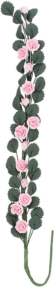 Dollhouse Flower, Dollhouse Swing Decorative Long Bouquet Garland Fake Flower Rose Vine Hanging Plant(Pink)