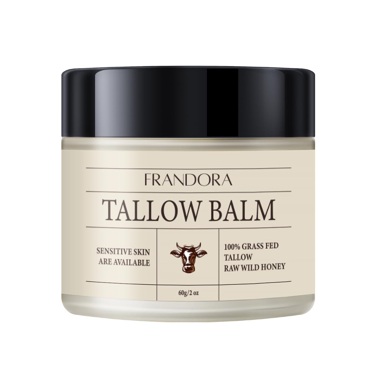 Beef Tallow and Honey Balm for Skin, All-Natural Moisturizer, Hydrating Tallow Balm with Raw Honey and Beeswax, Grass-Fed Beef Tallow & Raw Wild Honey Blend